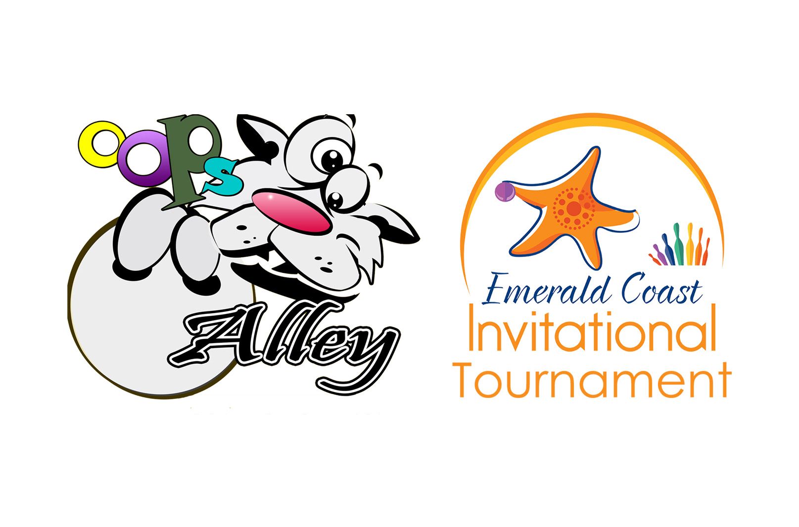 A logo for oops alley and alley emerald coast invitational tournament