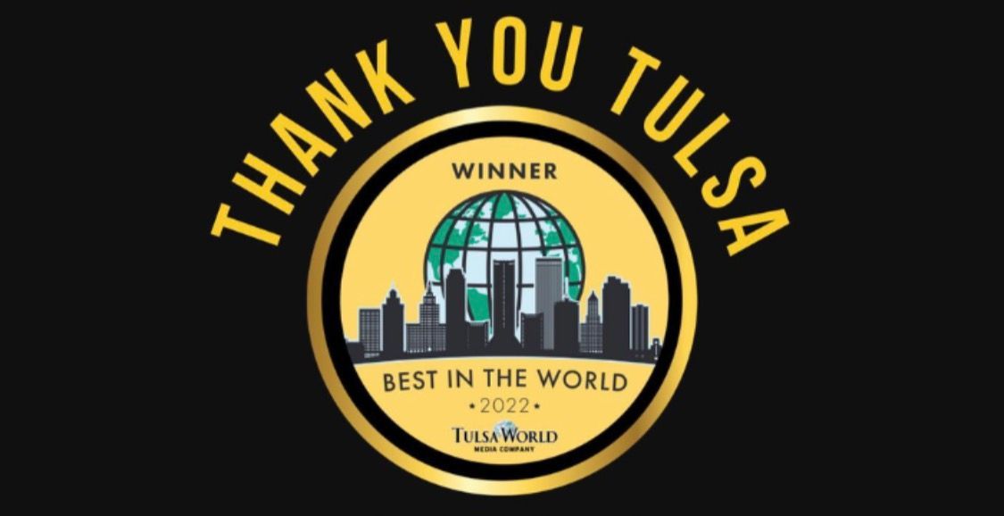 Black and gold logo: