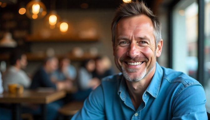 John from St Paul - sitting in local coffee shop after quitting smoking thanks to Quit Smoking Minnesota