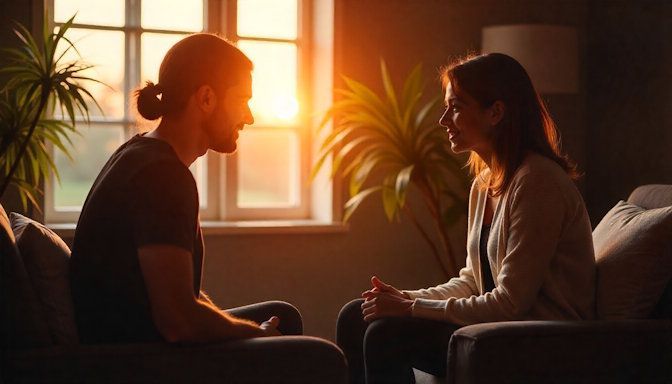 Minnesota quit smoking hypnosis session between hypnotherapist and client in the office