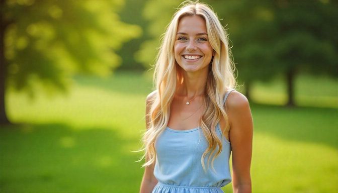 Olivia from Burnsville smiling near her house after she quit vaping thanks to Quit Smoking Minnesota.