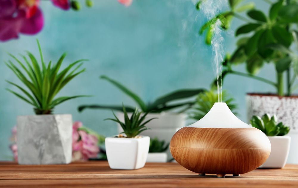 A Wooden Essential Oil Diffuser is Sitting on a Wooden Table — Junction Hill Nursery in Junction Hill, NSW