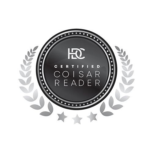 Abzeichen „Zertifizierter COISAR-Leser“, schwarz und silber, mit Lorbeer und Sternen.