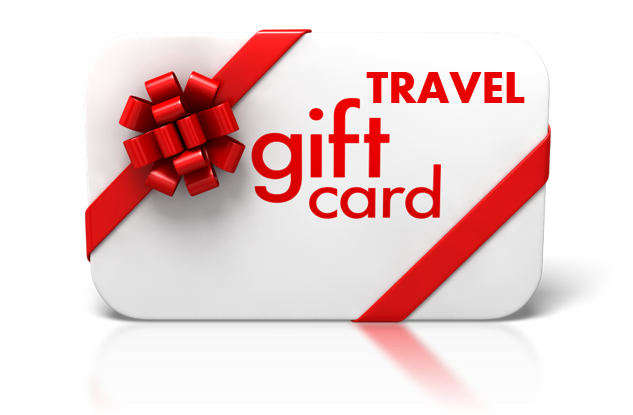 travel gift card A travel gift card with a red bow