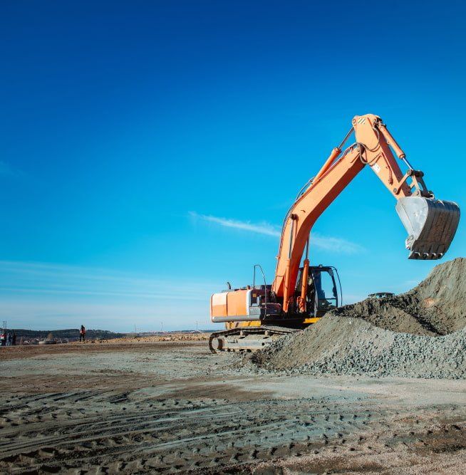 Backhoe Collecting Gravel Sand — Copp & Co Civil & Plant Hire in Mount Julian, QLD