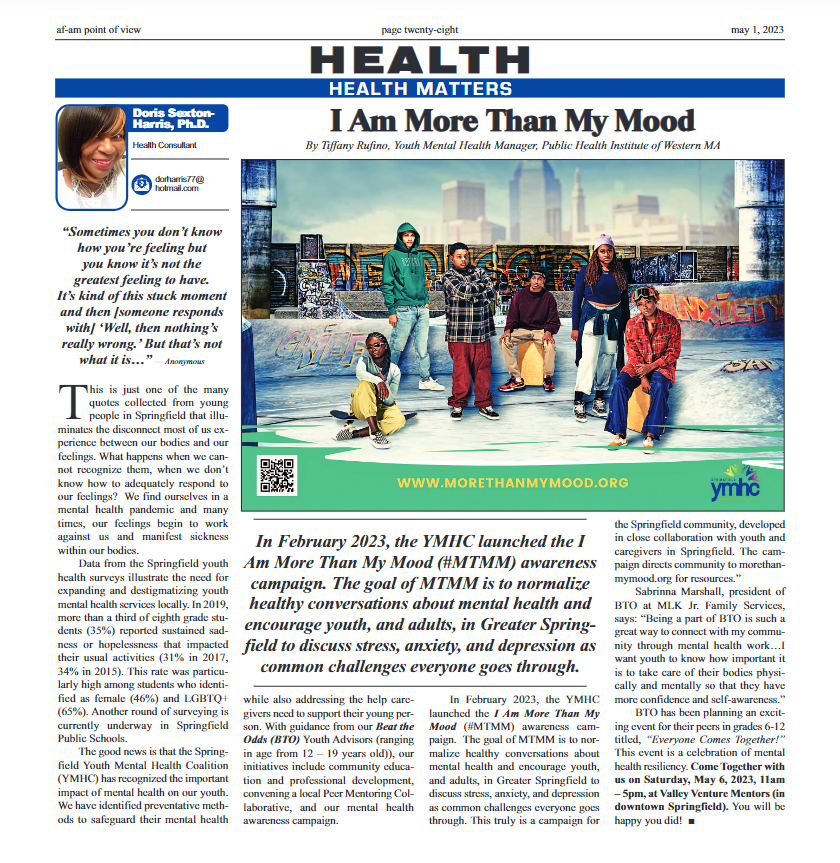 A newspaper article titled health matters i am more than my mood