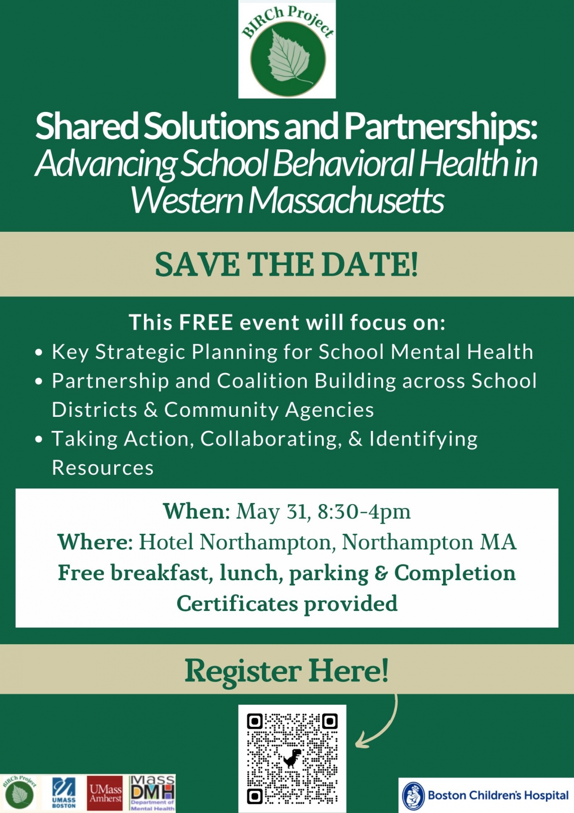 A poster for shared solutions and partnerships advancing school behavioral health in western massachusetts