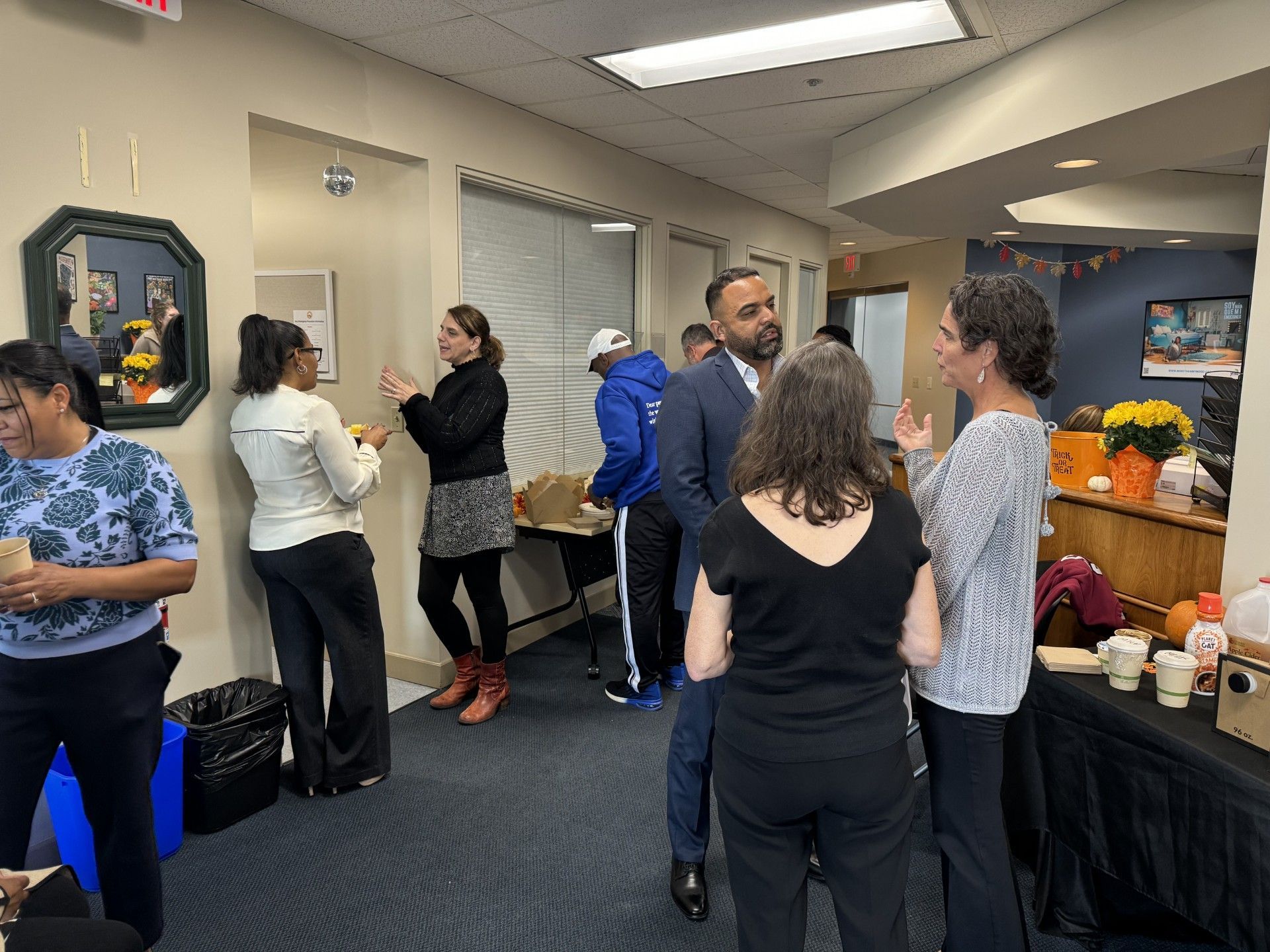 crowd mingling at open house