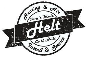 A black and white logo for heating and air help