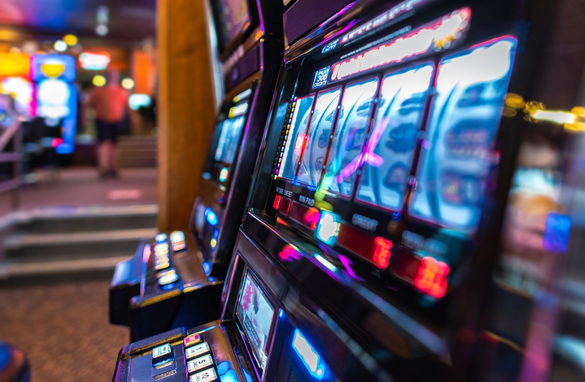 A close up of a slot machine in a casino.