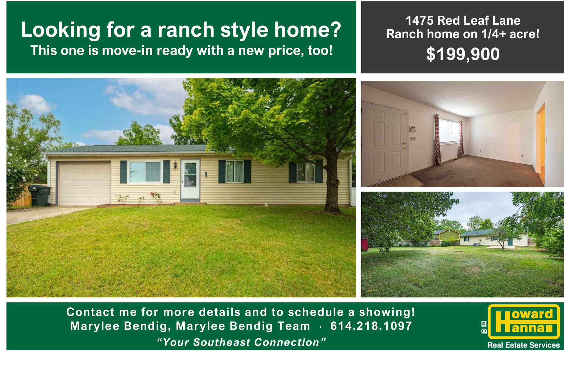 An advertisement for a ranch style home for sale