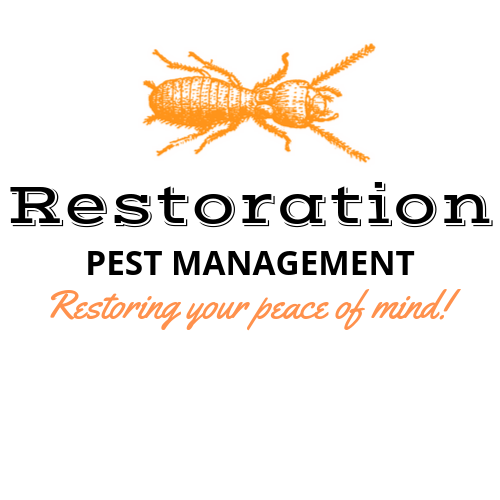 A logo for Restoration Pest Management restoring your peace of mind.