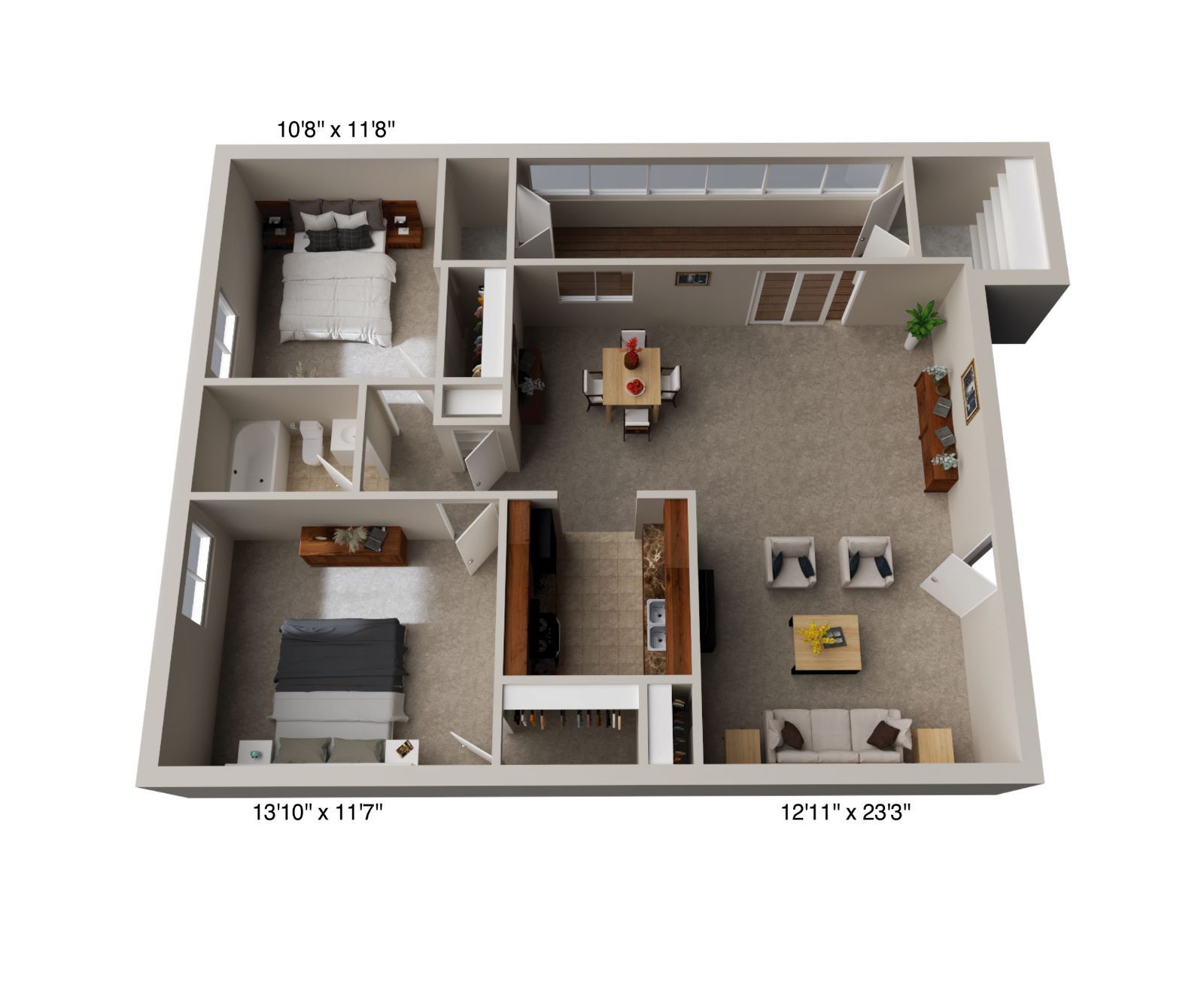 An aerial view of a floor plan of a house