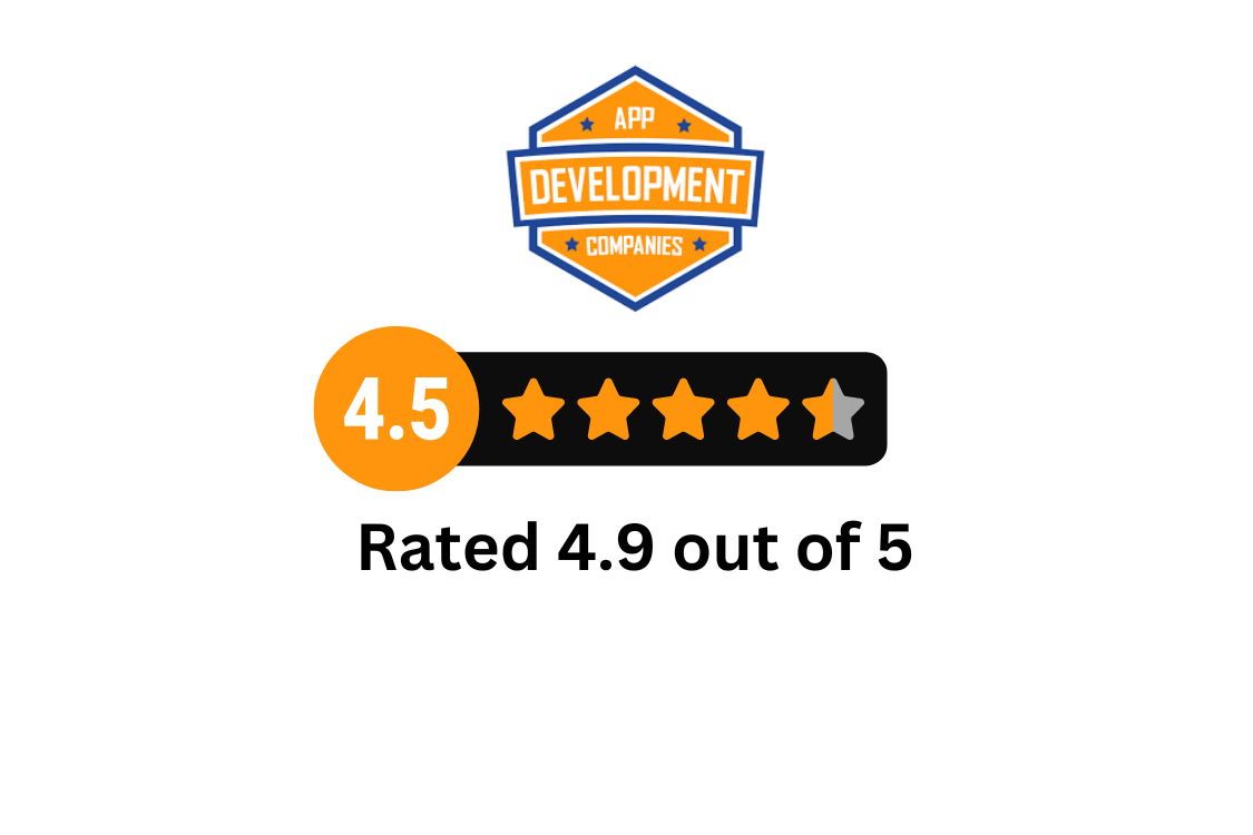 A badge that says development empire rated 4.9 out of 5