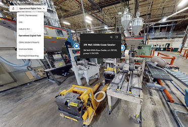 A 3d rendering of a factory with a lot of machinery.