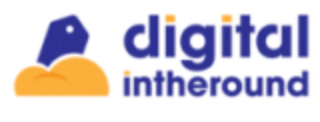 A blue and orange logo for digital intheround