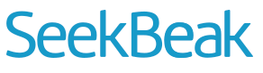 The logo for seek beak is blue and white on a white background.
