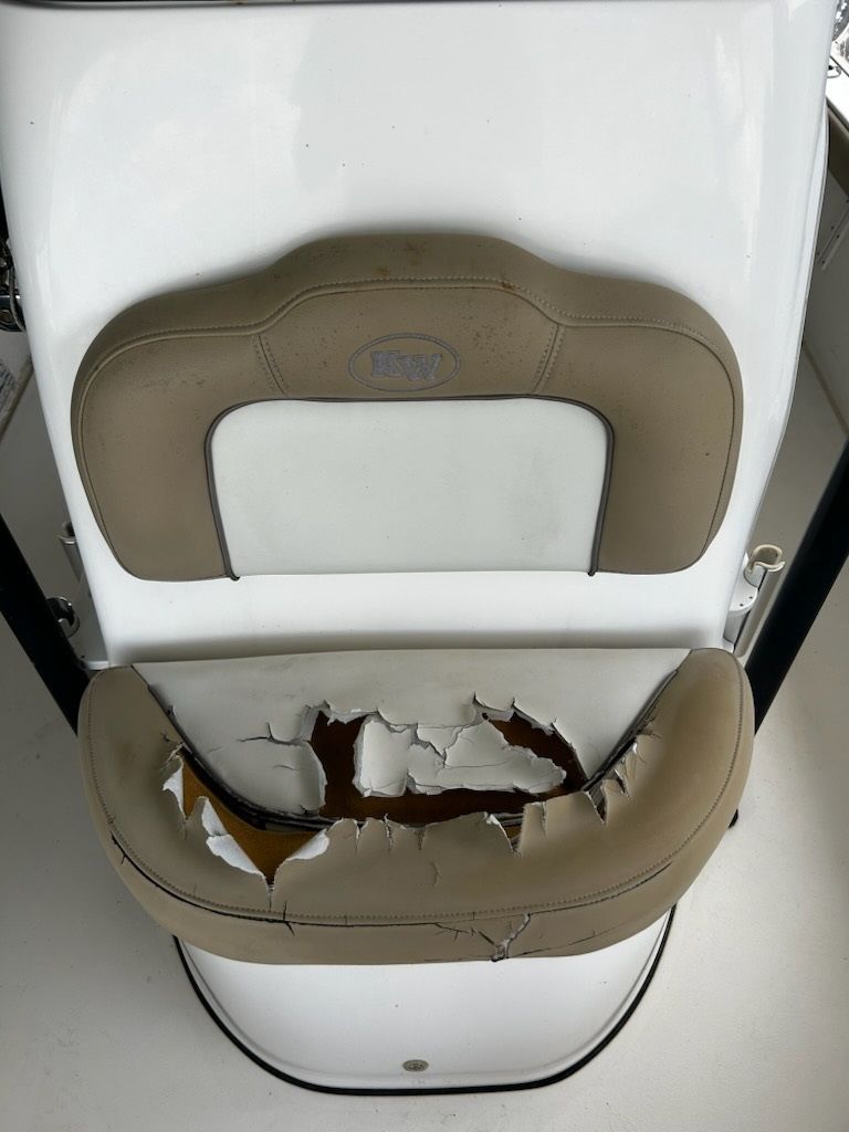 Boat Seat Before - Melbourne, FL - A & E Auto and Boat Upholstery