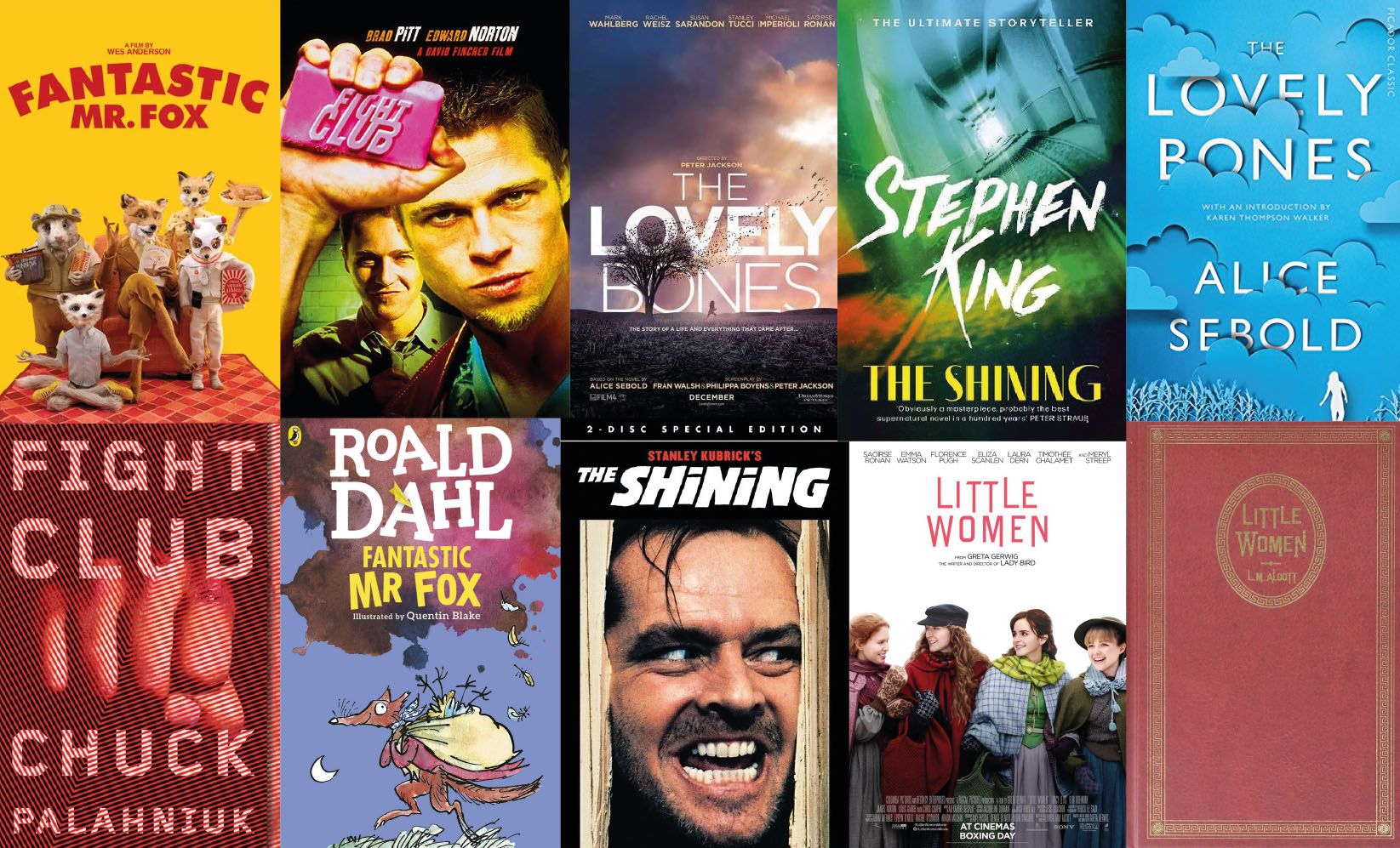 A collage of movie posters including fight club and the shining