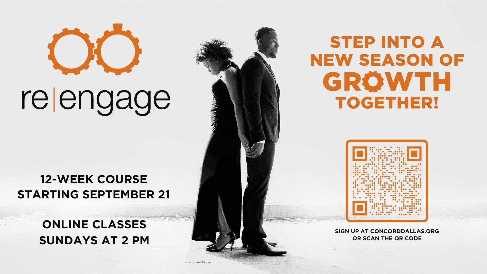 Couple back-to-back, promoting a 12-week online course 