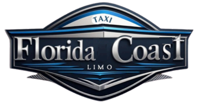 Florida Coast Taxi & Limo logo in blue, silver, and white.