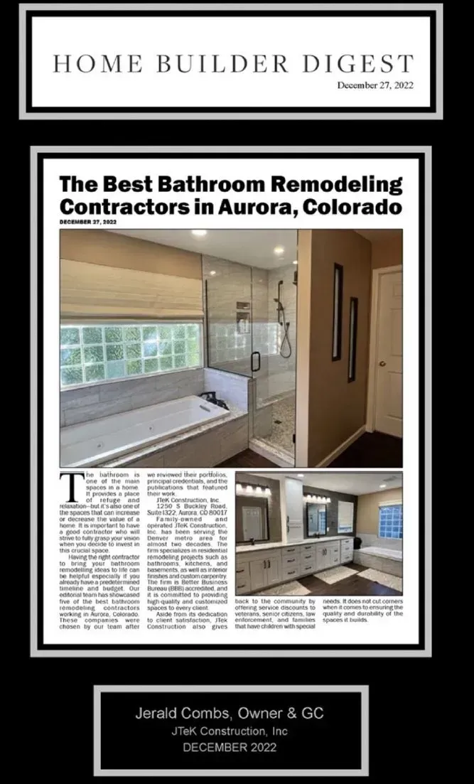 Home Builder Digest article: The Best Bathroom Remodeling Contractors in Aurora, Colorado.