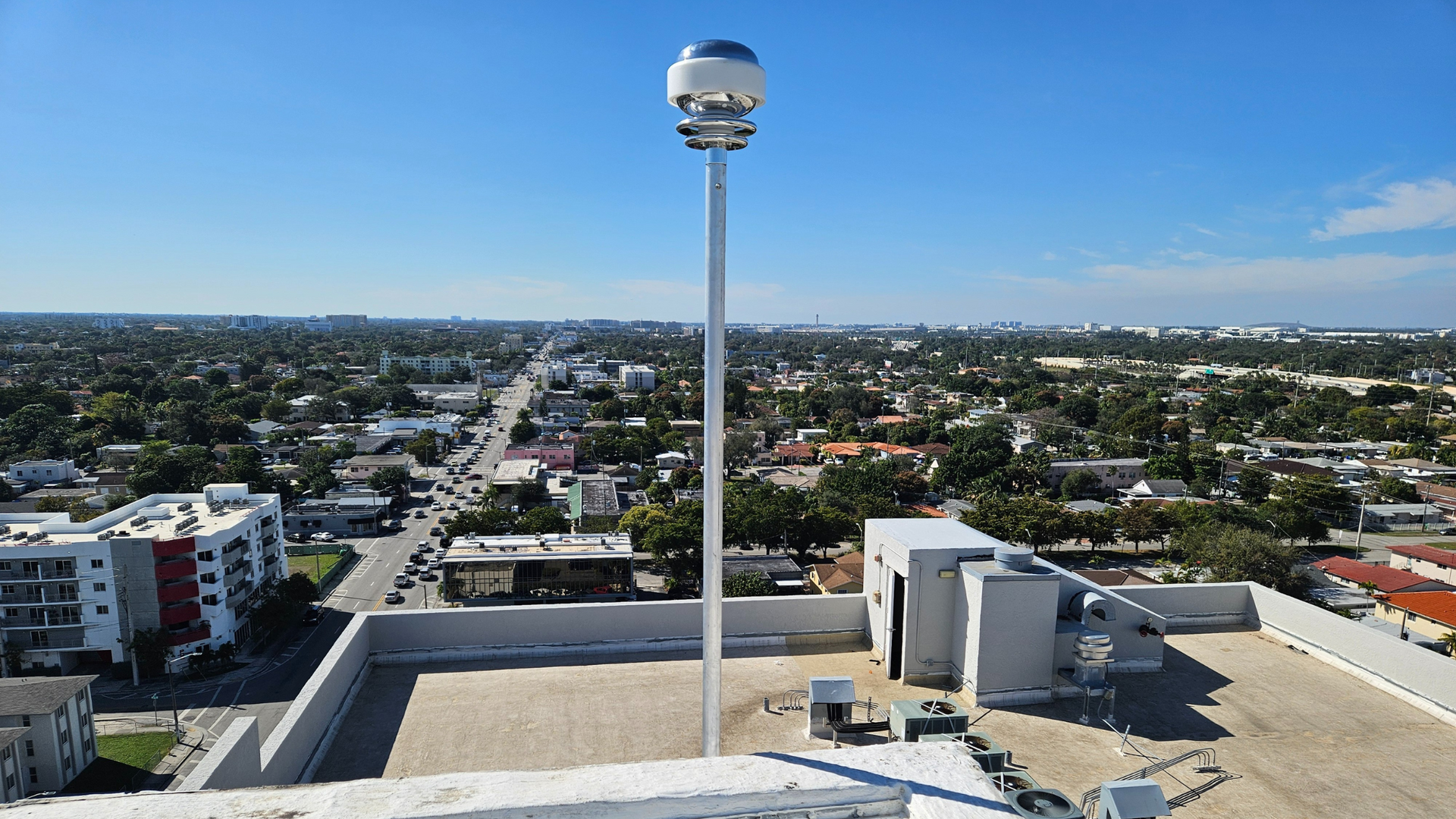 CMCE Lightning Suppressor installed on roof of Barcelona Condos