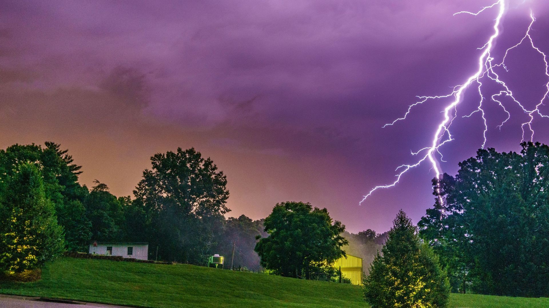 Lightning striking trees