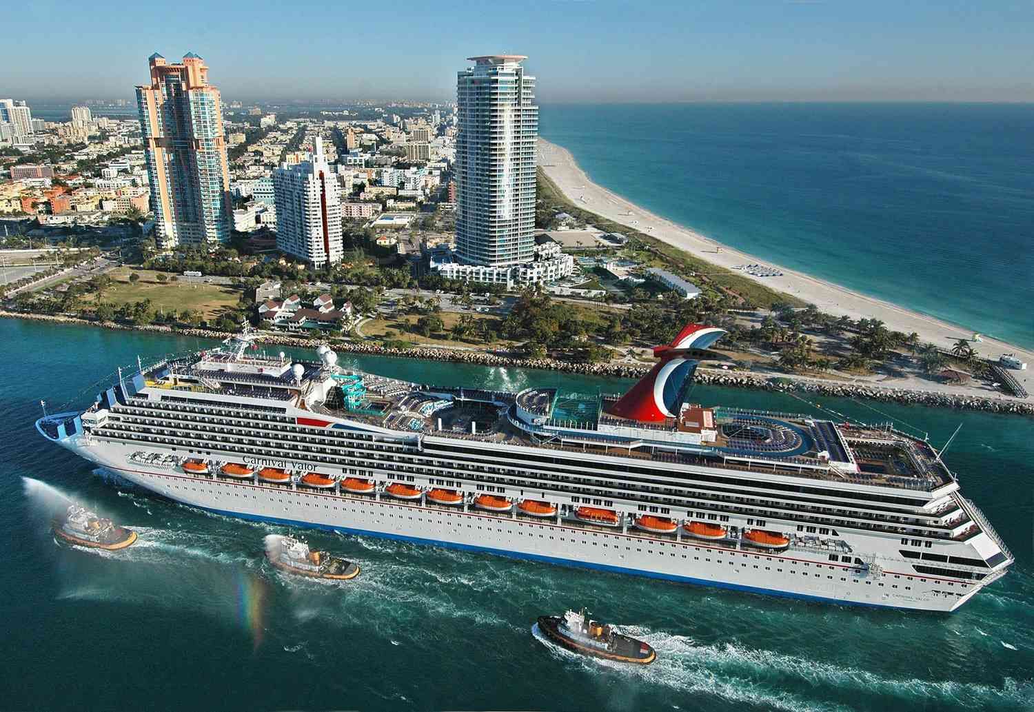 An aerial view of a cruise ship in the ocean