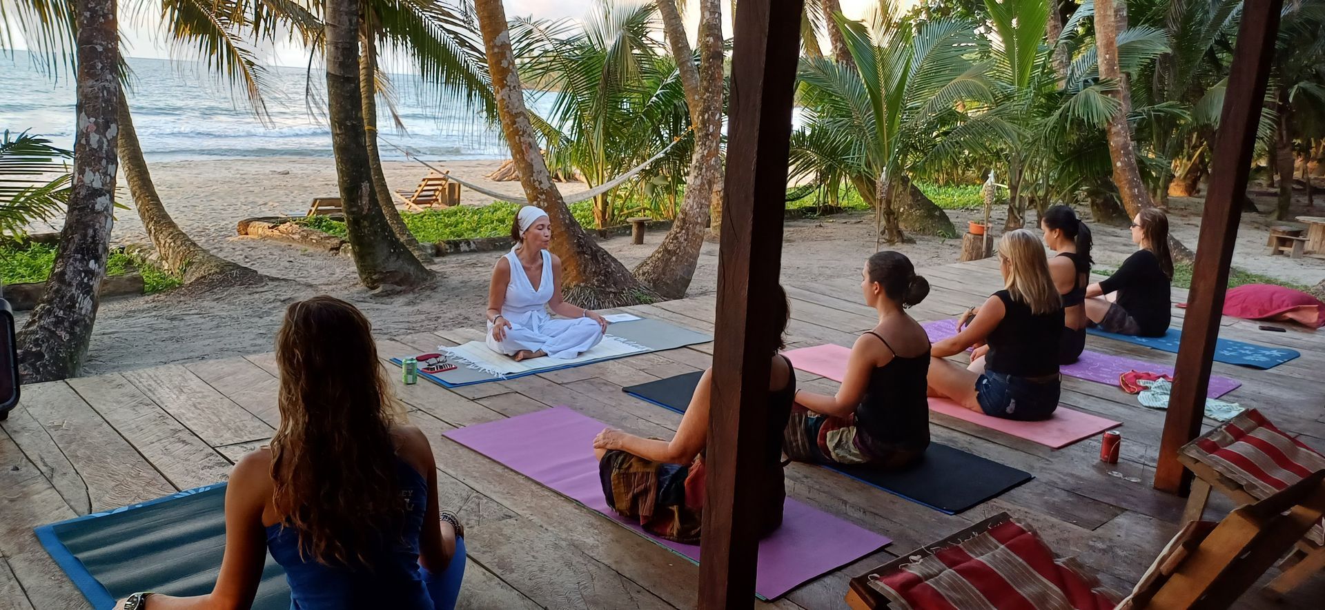 yoga on our beachfront deck