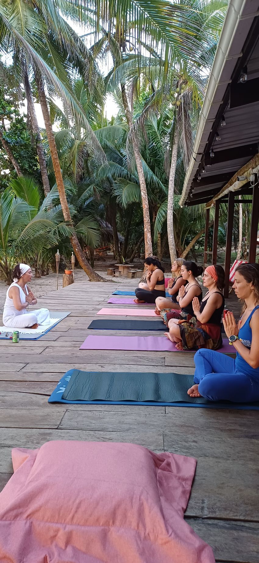 yoga on our beachfront deck