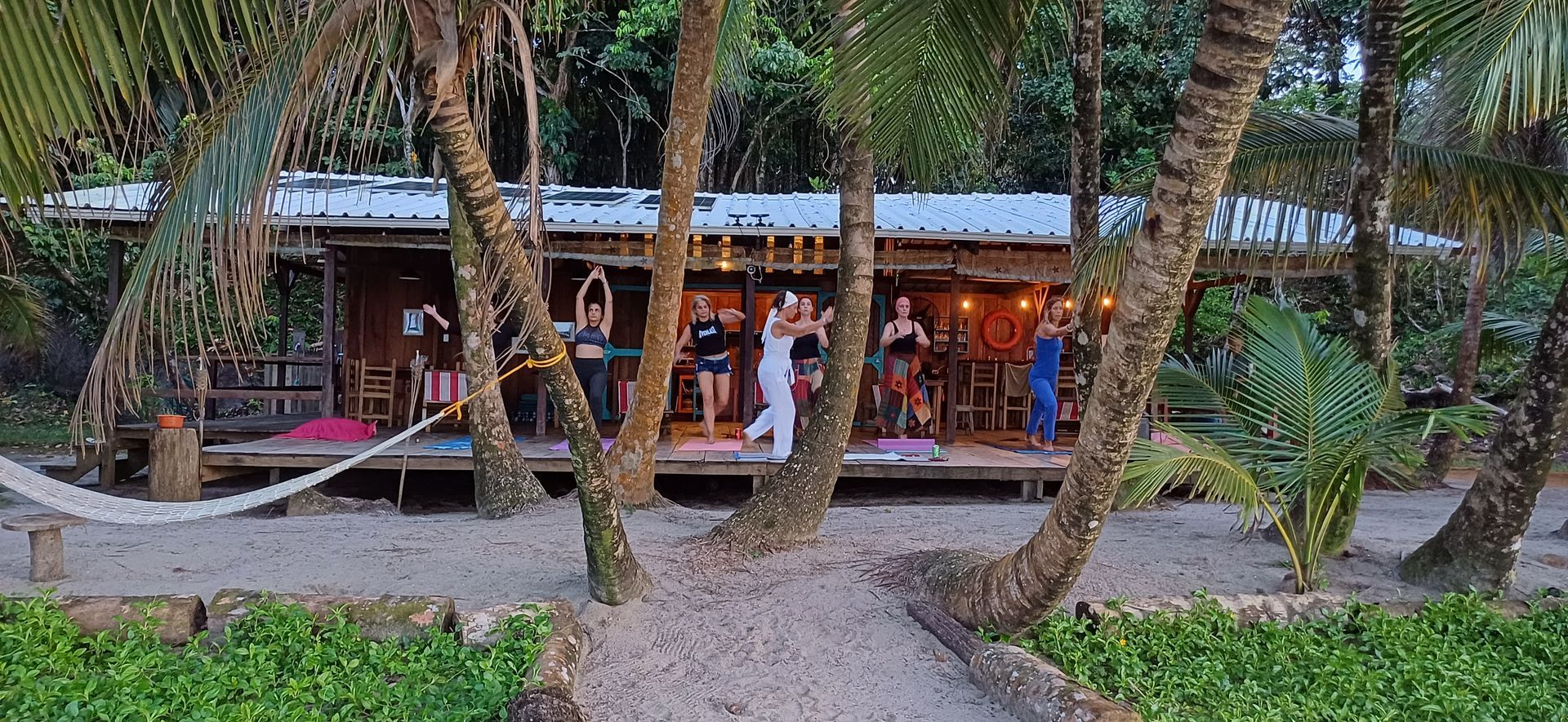 yoga on our beachfront deck