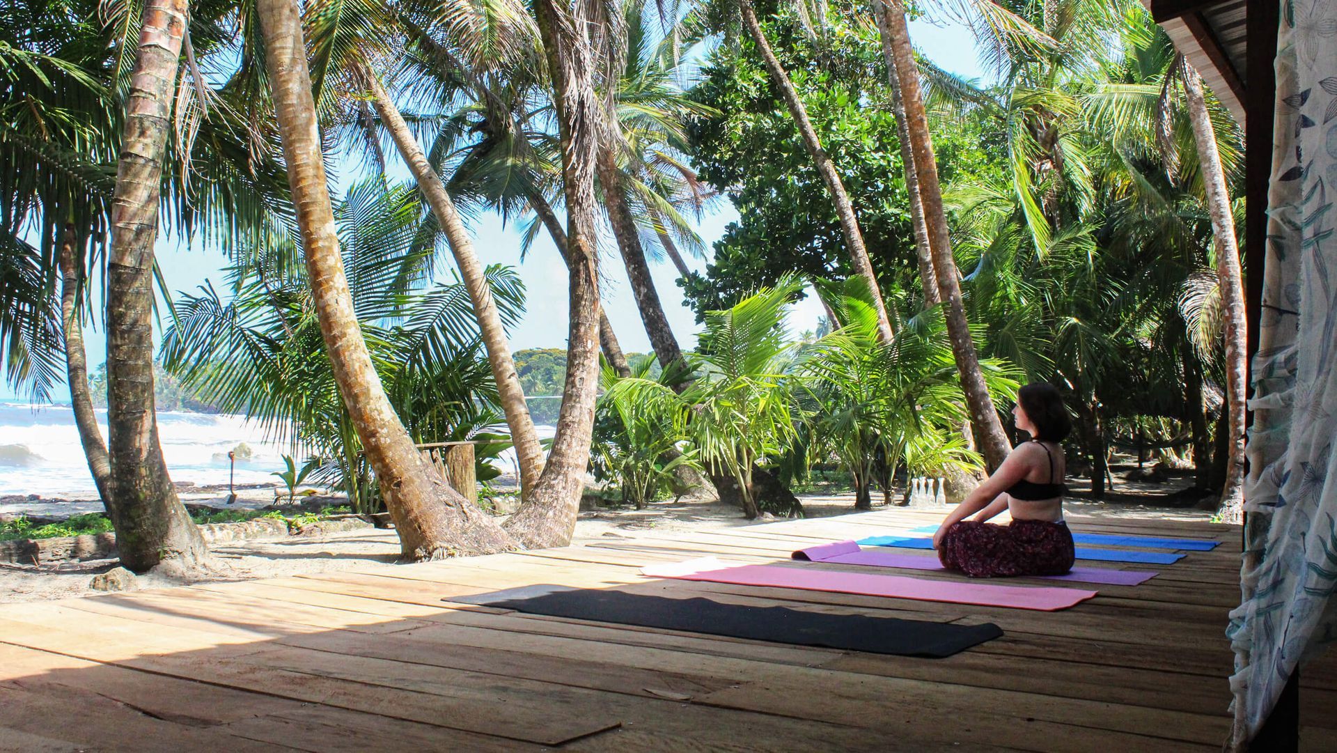 yoga on beachfront terrace