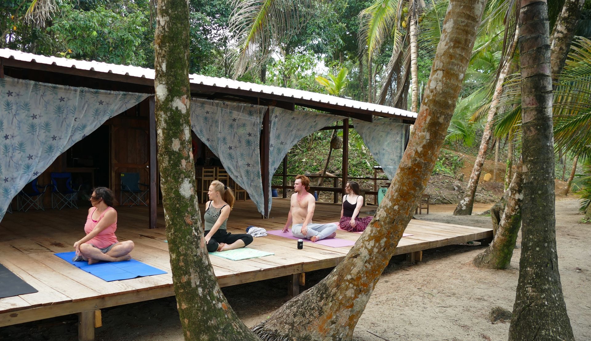 yoga on our beachfront deck