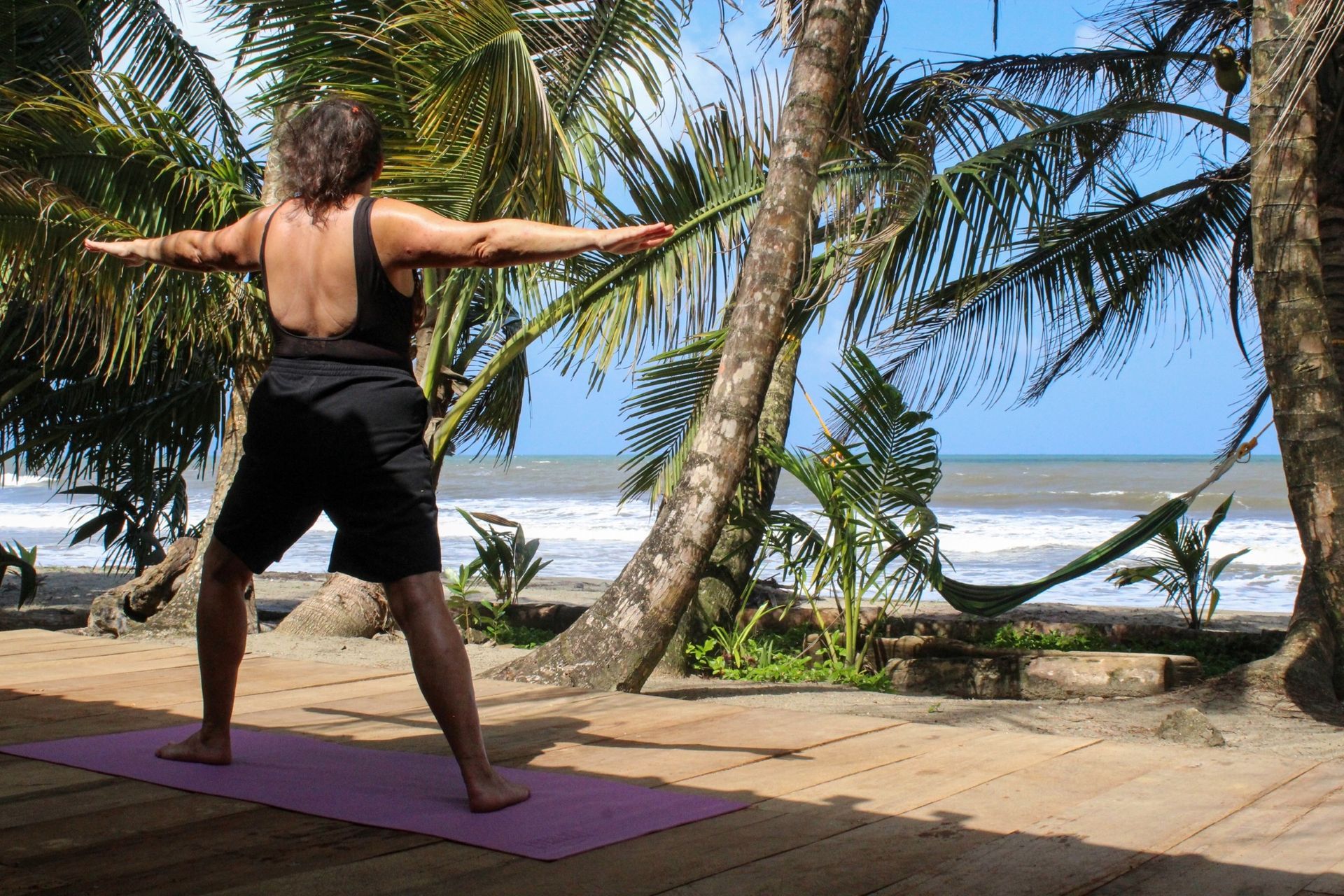 yoga on our beachfront deck