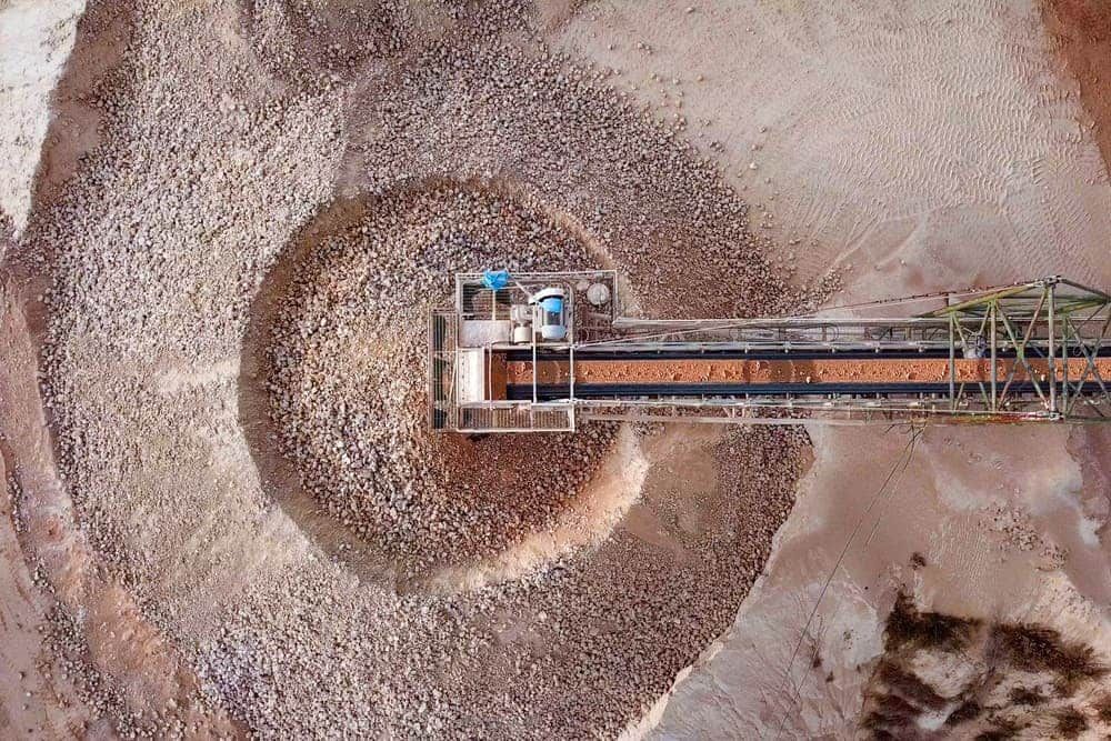 An Aerial View of a Conveyor Belt in a Quarry —  A & B Mullins Excavations Pty Ltd in Burnett Heads, QLD