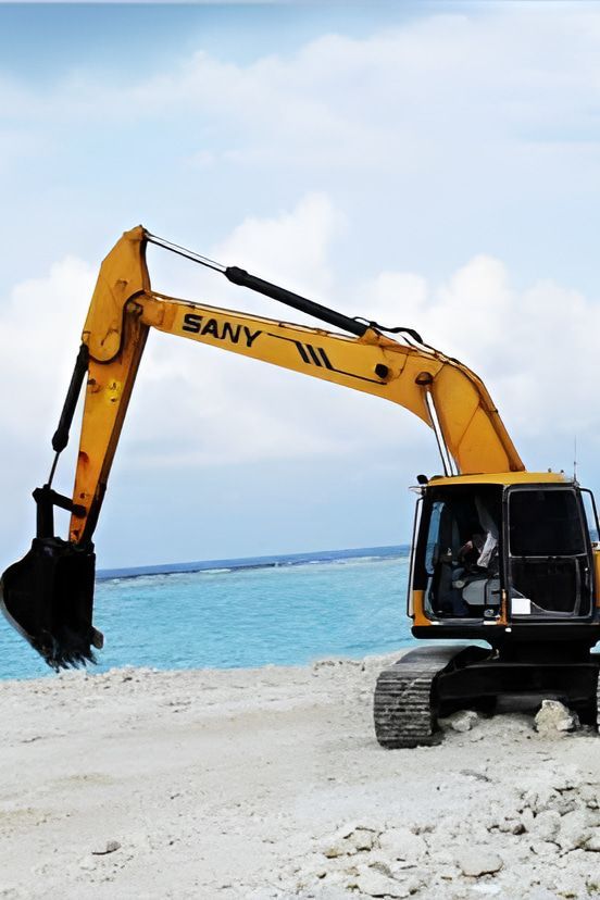 A Yellow Excavator With the Word Sany on It —  A & B Mullins Excavations Pty Ltd in Bundaberg, QLD