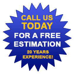 Blue burst shape with yellow text: