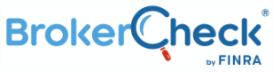 BrokerCheck logo: Blue text and a magnifying glass, 