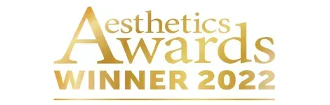 The logo for the aesthetics awards winner 2022