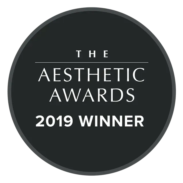 The logo for the aesthetic awards 2019 winner
