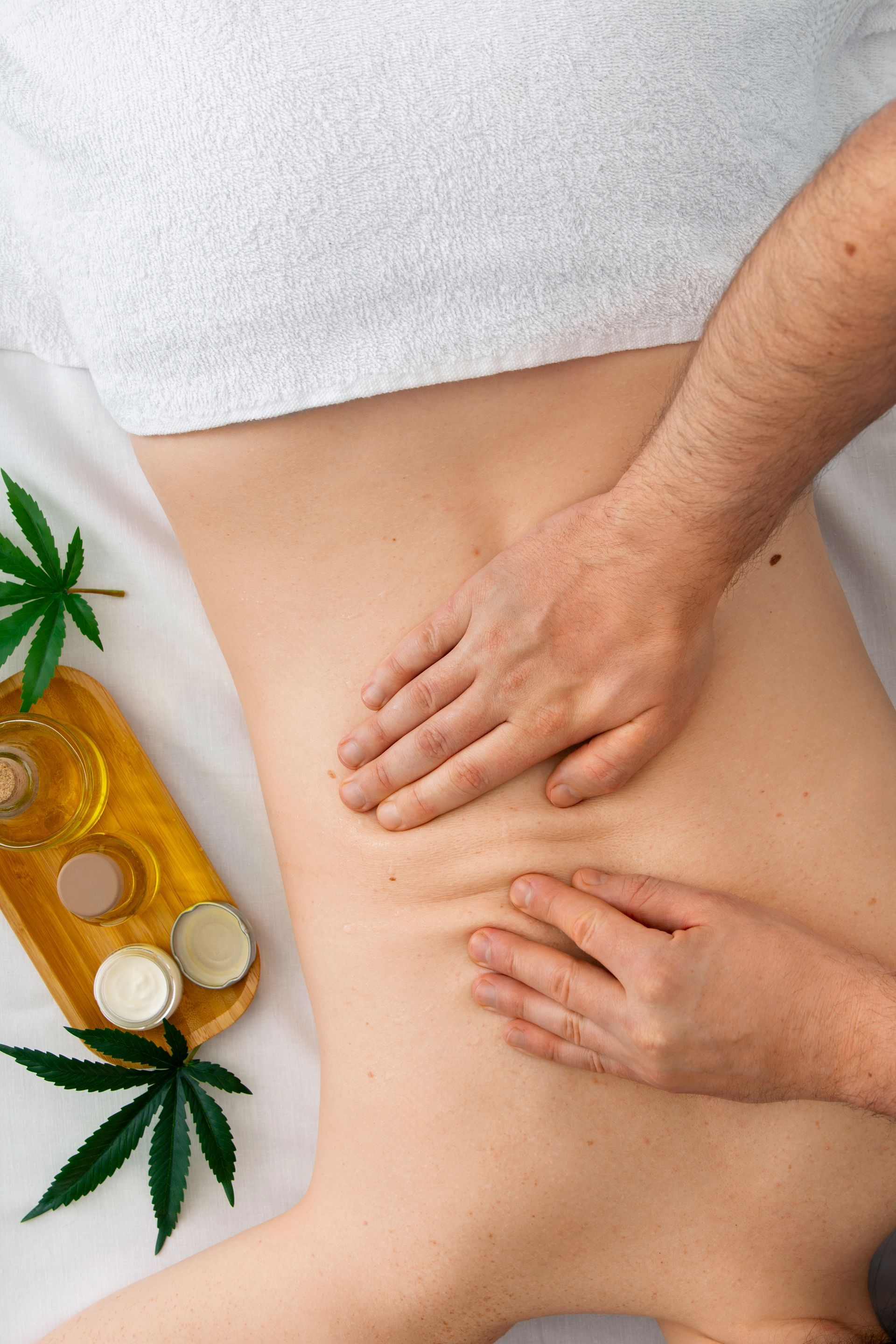 A woman is getting a massage at a spa.