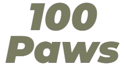 A logo for 100 paws is shown on a white background.
