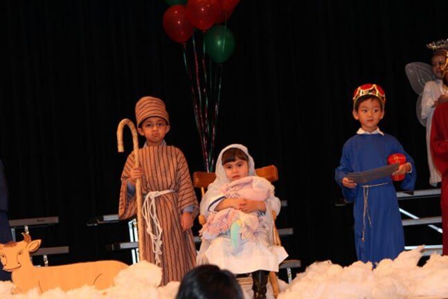 Kids Wearing Joseph and Mary Outfit — Riverside, CA — Cottonwood Montessori