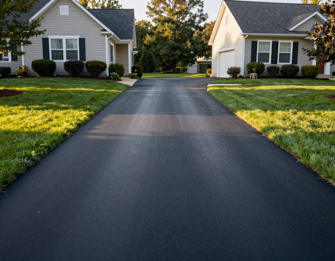 Freshly sealcoated residential driveway in York County, PA