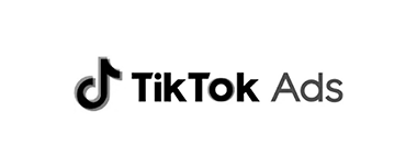 A black and white logo for tiktok ads on a white background.