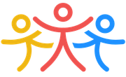 A colorful logo of three people standing next to each other.