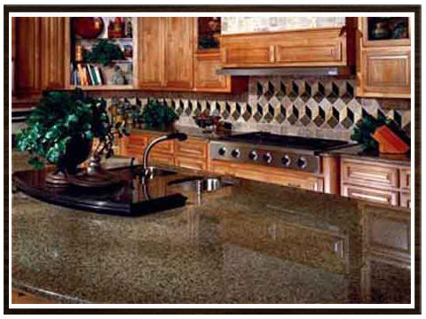 Granite Slabs — Kitchen With Wooden Cabinets And Countertops in Las Cruces, NM