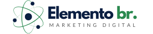 O logotipo da elemento br. marketing digital tem um átomo nele