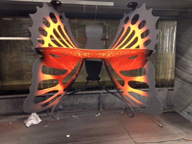 butterfly shape metal structure